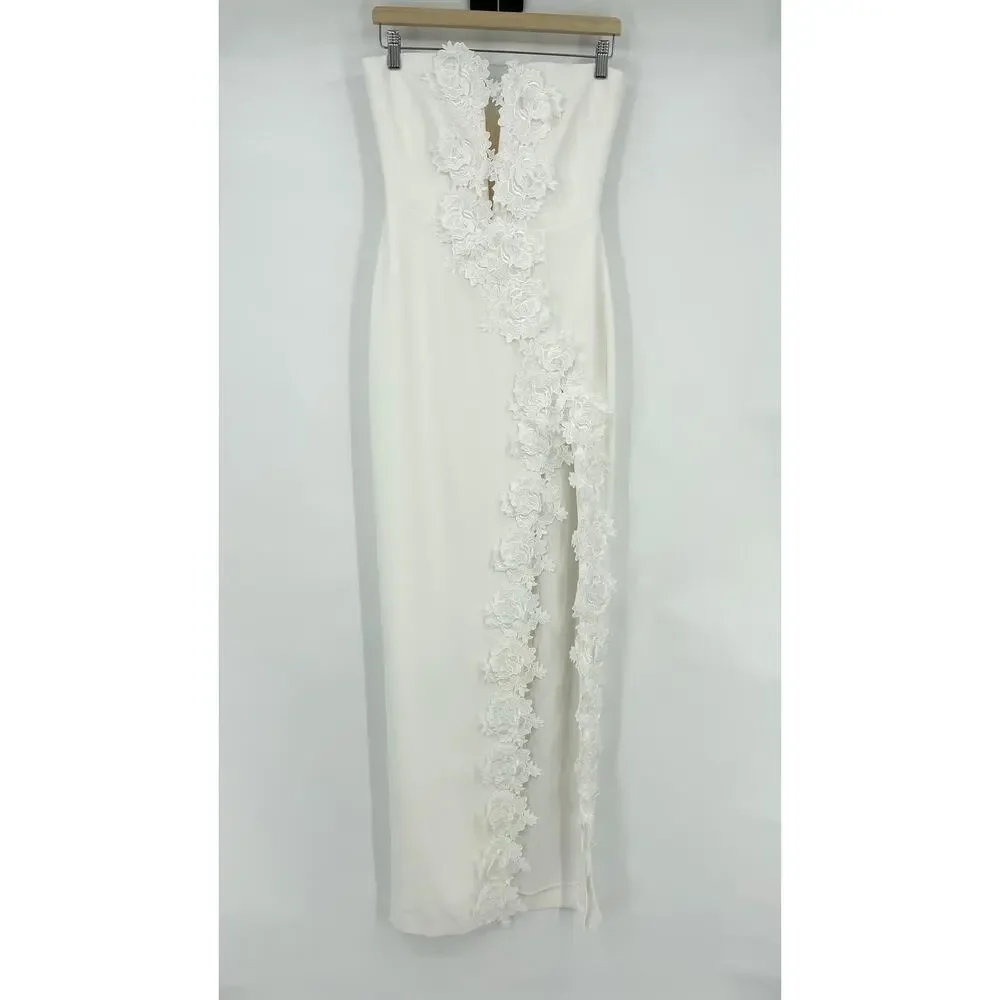 Elegant White Strapless Maxi Dress - Picture 4 of 16